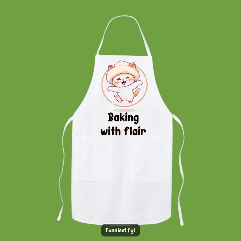 Funny Sparkle Cat Hoop Jump Apron - Chef's Fancy Hat Cat Kitchenware Funny Gift