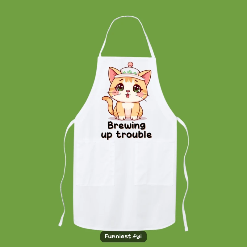 Funny Cat Teacup Apron - Surprised Kitty Kitchen Accessory Gift