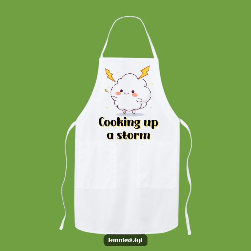 Funny Juggling Cloud Apron: Lightning Kitchen Fun, Energetic Chef Gift