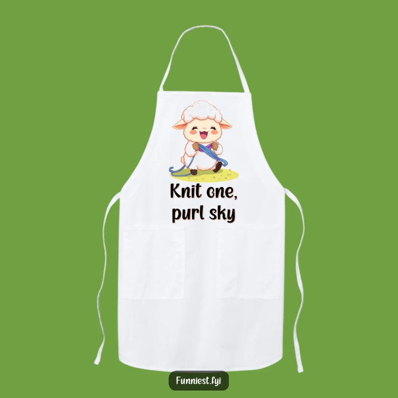 Funny Sheep Rainbow Knit Apron: Whimsical Kitchen Wear for Crafters