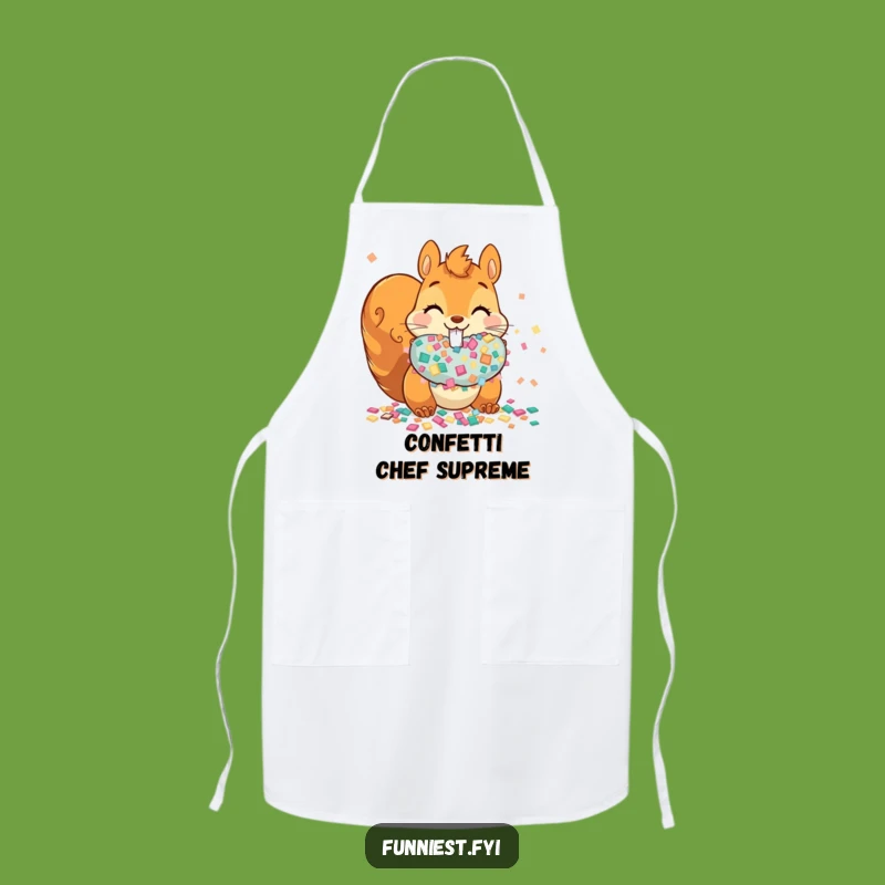 Funny Squirrel Confetti Apron: Cook Up Fun with Hilarious Party Flair