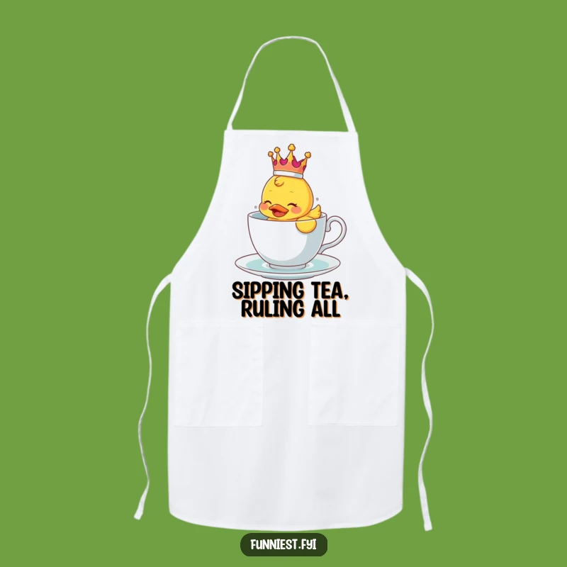 Funny Ducky Crown Teacup Apron - Hilarious Kitchen Accessory & Gift