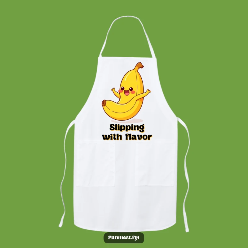 Funny Banana Slip Apron: Cheerful Yelping Chef Character, Perfect Kitchen Gift!