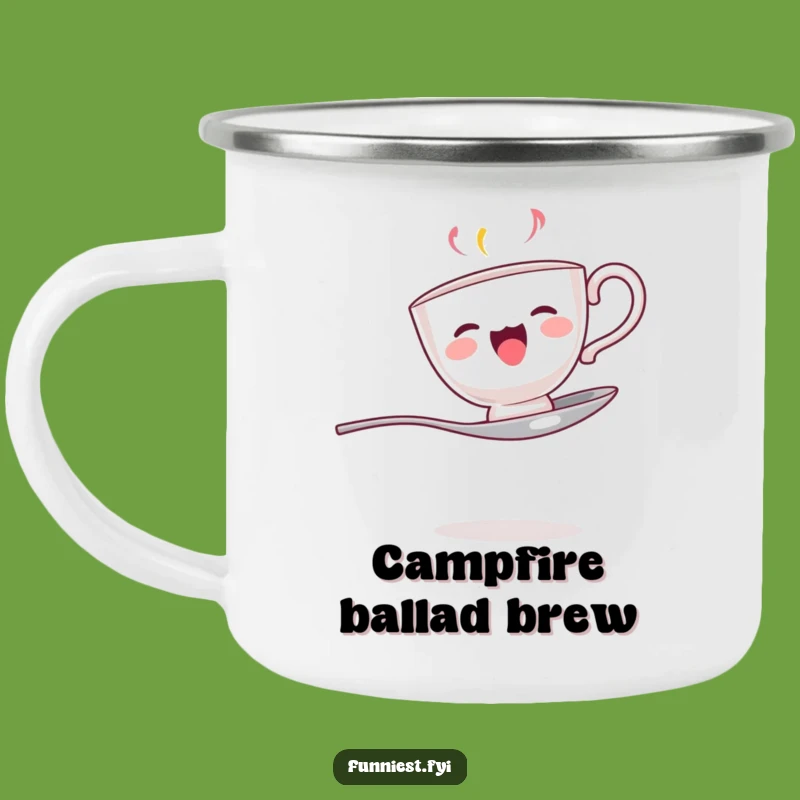 Funny Singing Teacup Spoon Camping Mug - Outdoor Melodies Gift