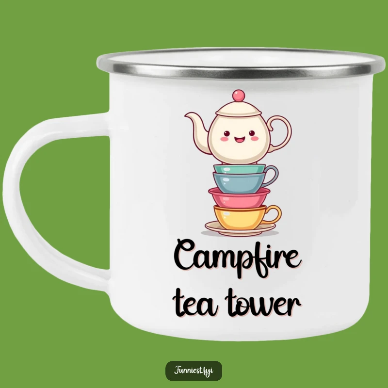 Funny Teapot Tea Cups Camping Mug: Trailside Balance, Rugged Funny Gift