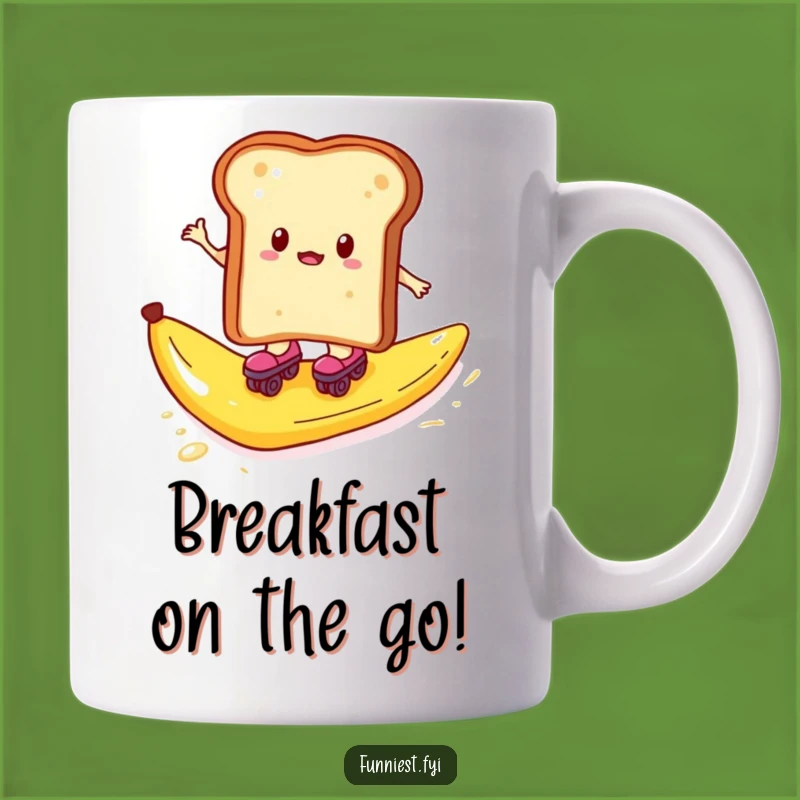 Funny Toast Roller Skates Banana Peel Mug - Hilarious Breakfast Gift