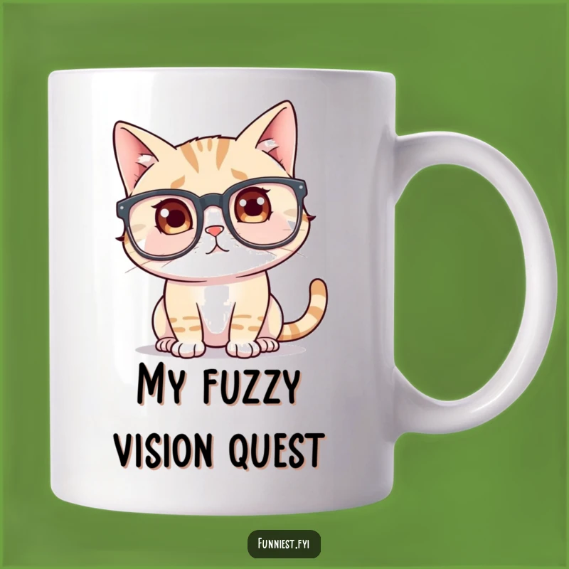 Funny Confused Cat Glasses Mug: Big Specs Humor, Perfect Funny Gift