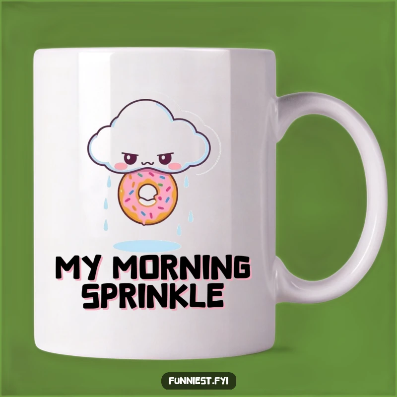 Funny Grumpy Cloud Donut Rain Mug - Hilarious Breakfast Gift Idea