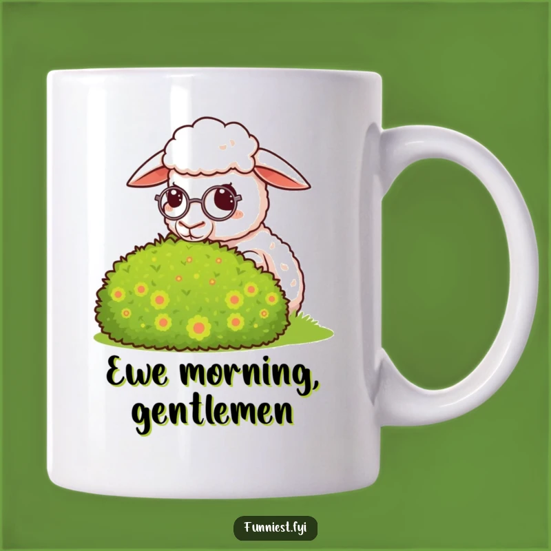 Funny Smug Sheep Monocle Mug - Posh Garden Humor Gift