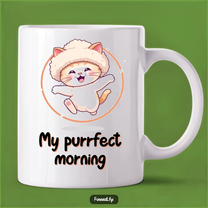 Funny Sparkle Cat Hoop Jump Mug - Hilarious Fancy Hat Cat Gift for Cat Lovers