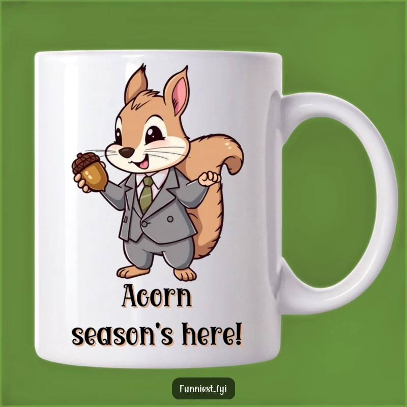 Funny Suit Squirrel Mug: Acorn Jewel Presenter - Humorous Gift