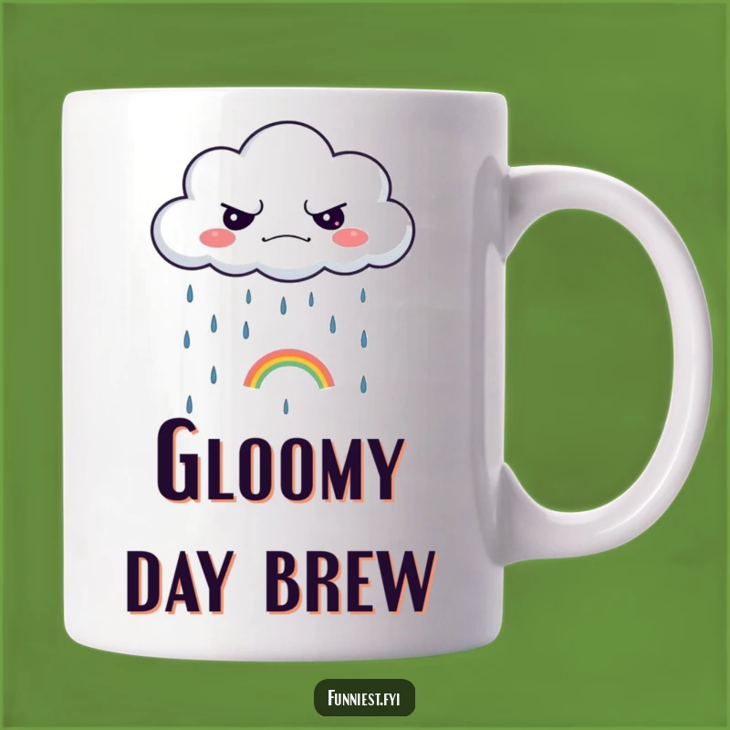Funny Grumpy Cloud Mug: Tiny Rainbow Mood, Sarcastic Weather, Perfect Gift