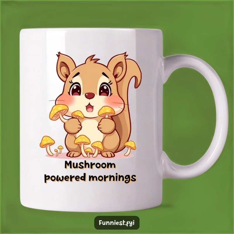 Funny Squirrel Mushroom Mug - Whimsical Forest Find Gift