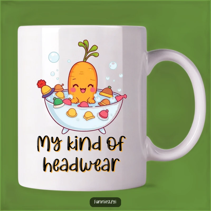 Funny Carrot Bubble Bath Mug: A Happy Veggie Enjoying Tiny Hats Funny Gift