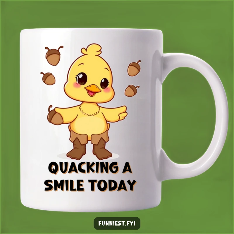 Funny Duck Juggling Mug - Happy Acorn Toss Character Gift Idea