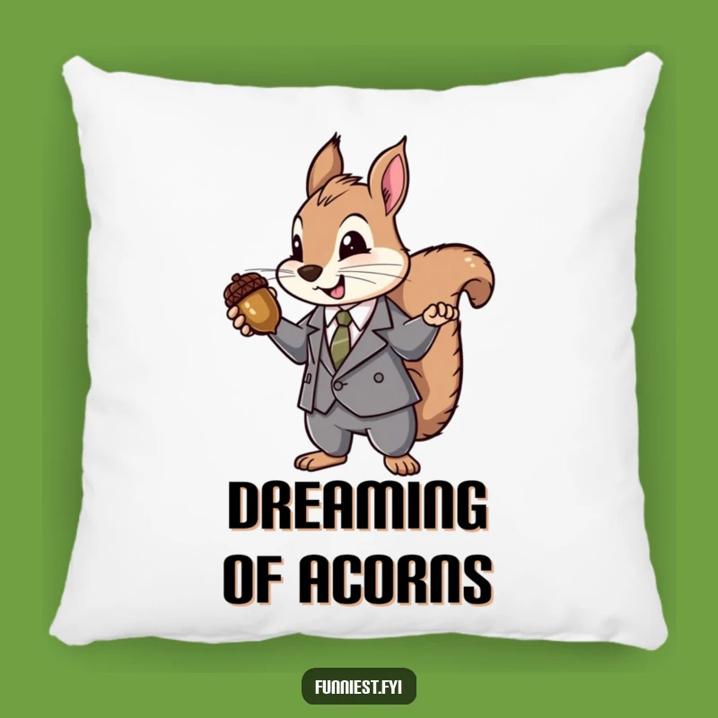 Funny Suit Squirrel Pillow: Cozy Acorn Jewel Accent Cushion