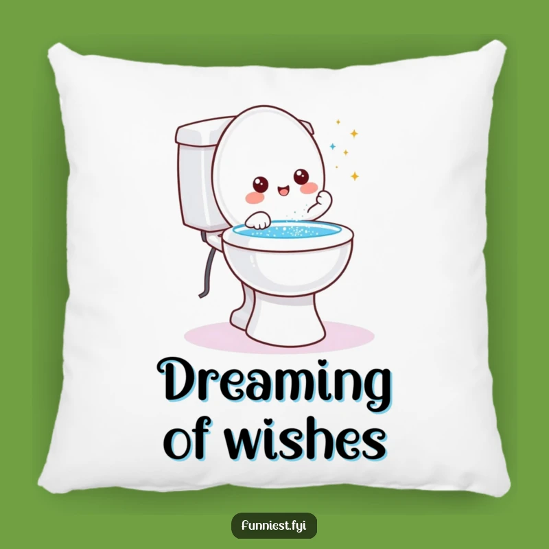 Funny Toilet Wish Pillow: Friendly Character Granting Wishes Glitter Cushion, Gift!