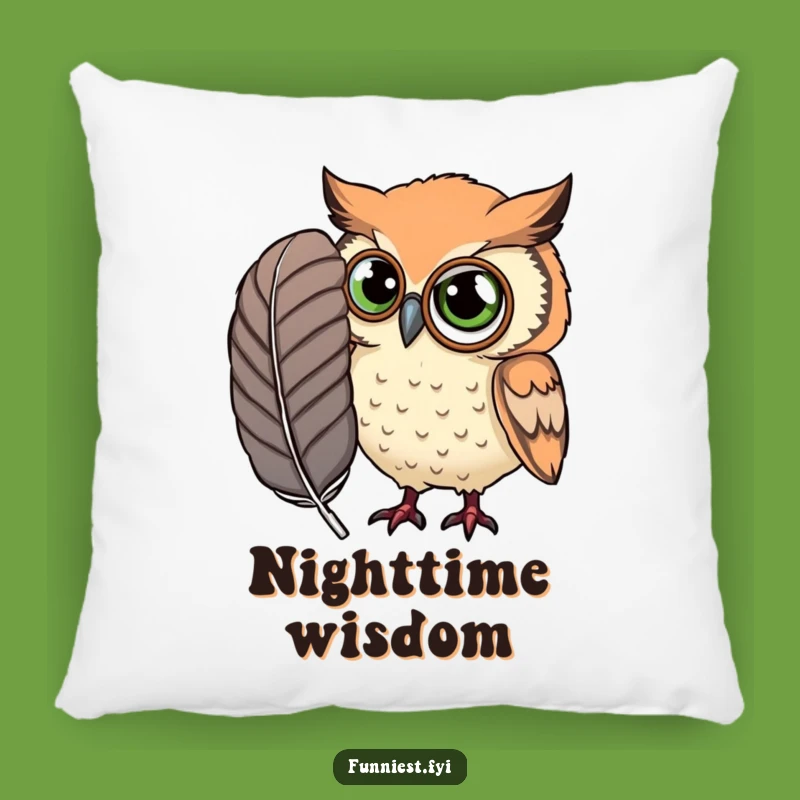 Funny Curious Owl Monocle Pillow - Cozy Large Feather Owl Cushion Funny Gift