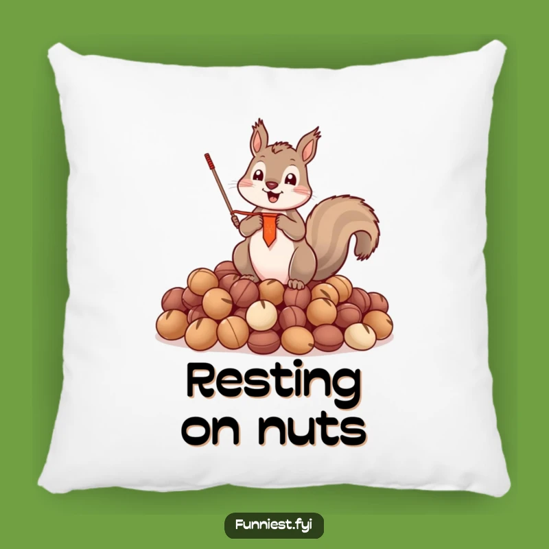 Funny Squirrel Nut Hoarder Pillow - Triumphant Banner Squirrel Cushion Funny Gift