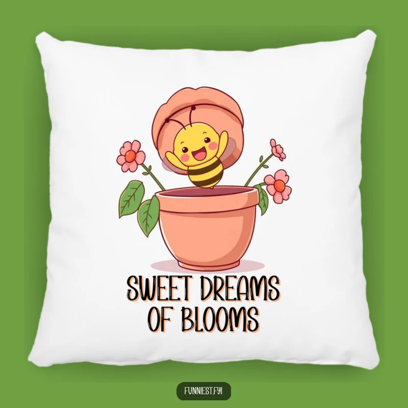 Funny Bee Flowerpot Pillow, Comfy and Humorous Accent for Cheerful Homes