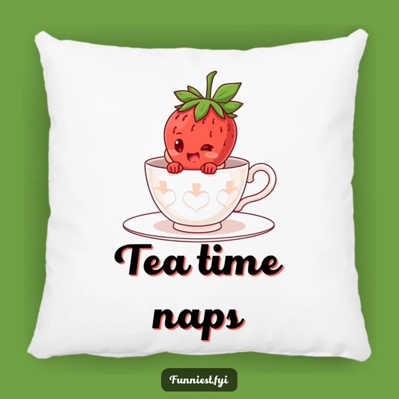 Funny Strawberry Teacup Pillow: Giggling Character Hiding Comfy Cushion, Gift!