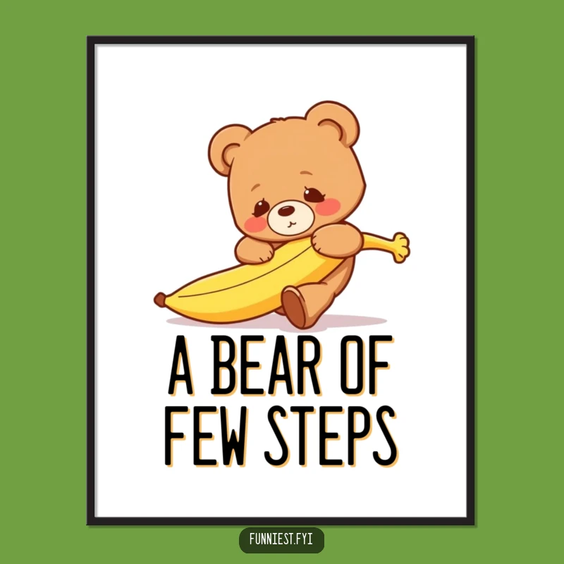 Funny Bear Banana Digital Art - Clumsy Teddy Character Decor