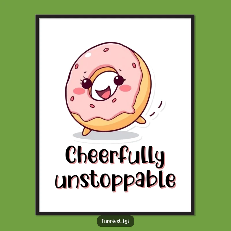 Funny Donut Rolling Digital Art - Instant Sweet & Cheerful Decor
