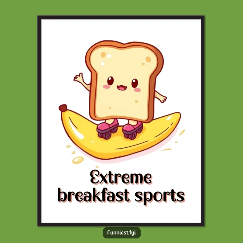 Funny Toast Roller Skates Digital Art - Hilarious Printable Breakfast Decor