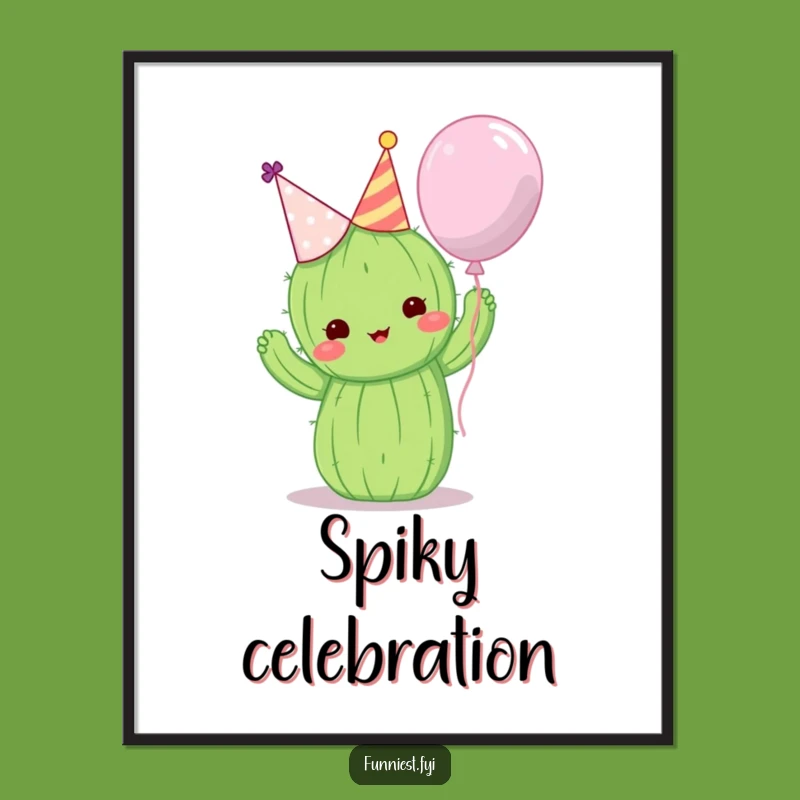 Funny Cactus Balloon Hug Digital Art - Hilarious Printable Party Decor