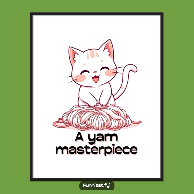 Funny Cat Yarn Digital Print: Tripping Feline Art - Instant Hilarious Gift!