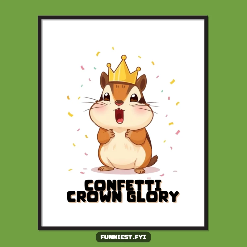 Funny Chipmunk King Digital Print: Instant Royal Celebration for Your Walls