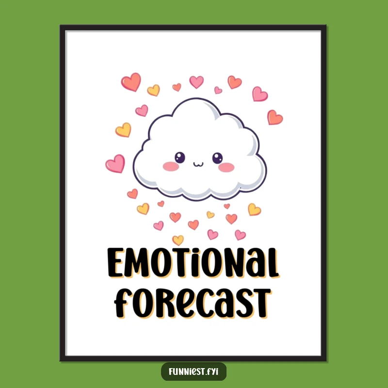 Funny Cloud Raining Hearts Digital Art - Instant Joyful Decor for Any Space