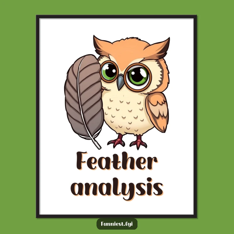Funny Curious Owl Monocle Digital Art - Printable Large Feather Owl Decor Funny Gift