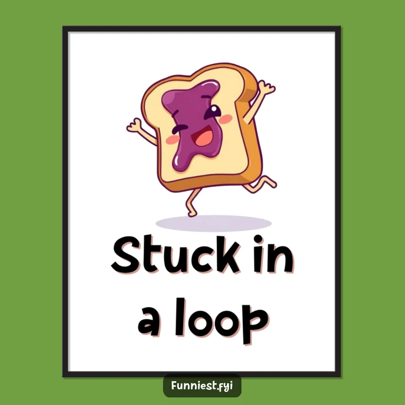 Funny Toast Cartwheel Digital Art: Giggle-Worthy Jam Slice for Your Space