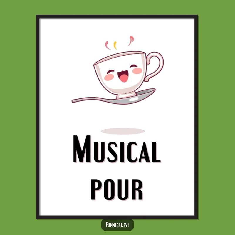 Funny Singing Teacup Spoon Digital Art - Instant Whimsical Decor