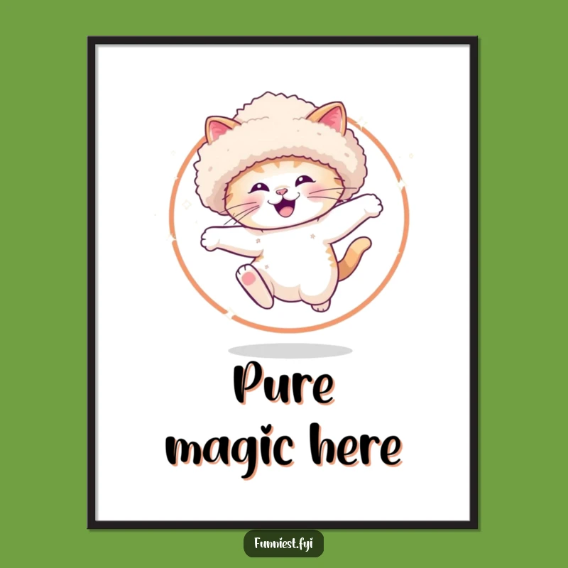 Funny Sparkle Cat Hoop Jump Digital Art - Printable Fancy Hat Cat Decor Funny Gift