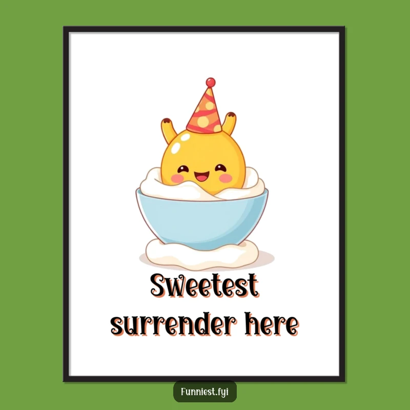 Funny Fruit Digital Print: Whipped Cream Dive - Instant Hilarious Wall Art Gift!