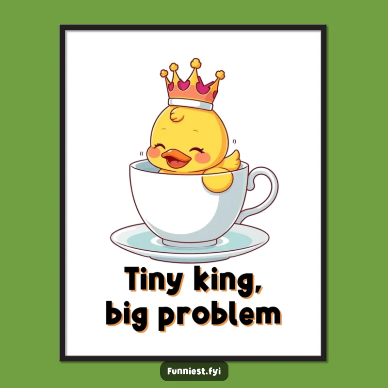 Funny Ducky Crown Teacup Digital Art - Hilarious Printable Decor for Any Room