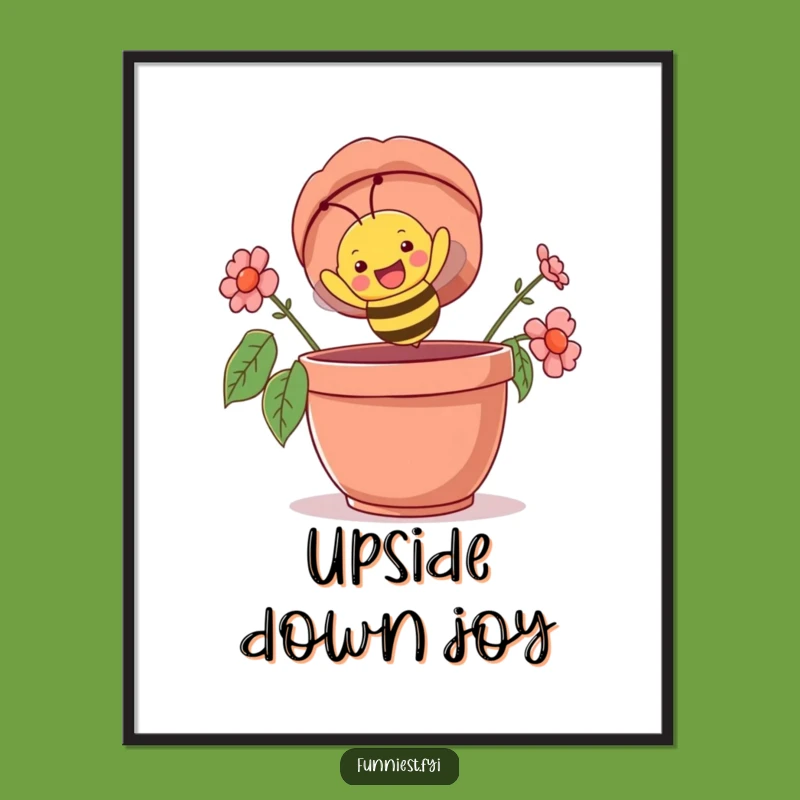 Funny Bee Flowerpot Digital Art, Hilarious Printable for Cheerful Spaces