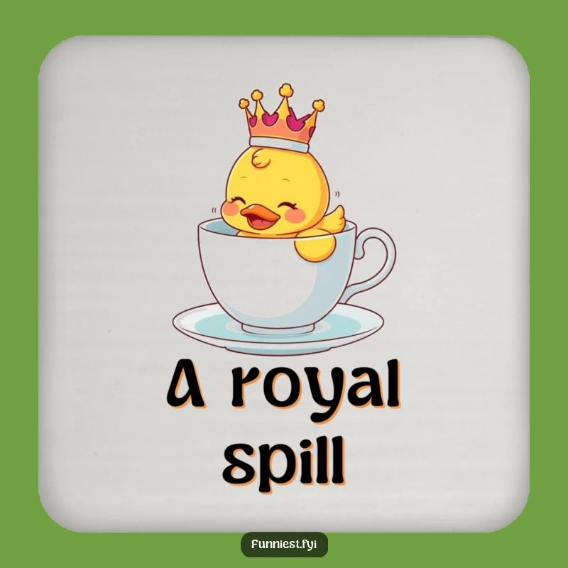 Funny Ducky Crown Teacup Drink Coaster - Protect Surfaces with Whimsy