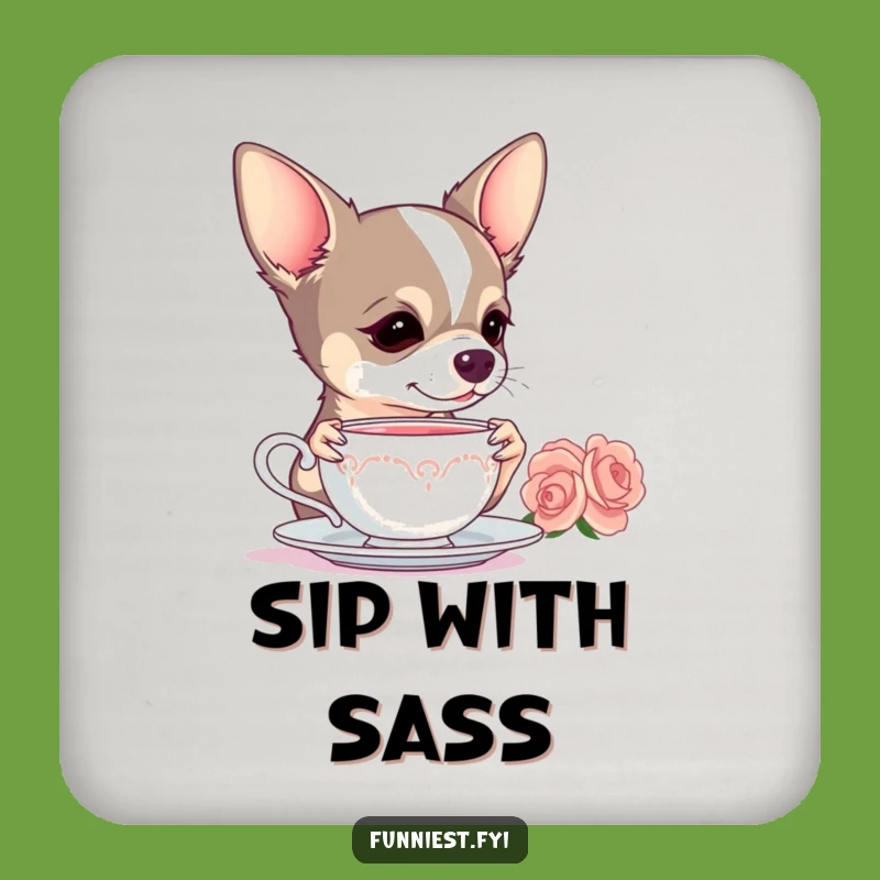 Funny Chihuahua Coaster Set - Dramatic Tea Time - Elegant Dog Protection - Hilarious Gift