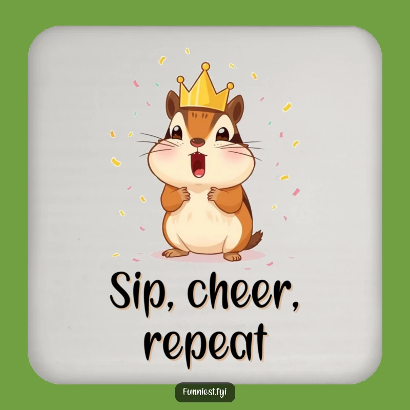 Funny Chipmunk King Coaster: Protect Surfaces with Royal Celebration Charm