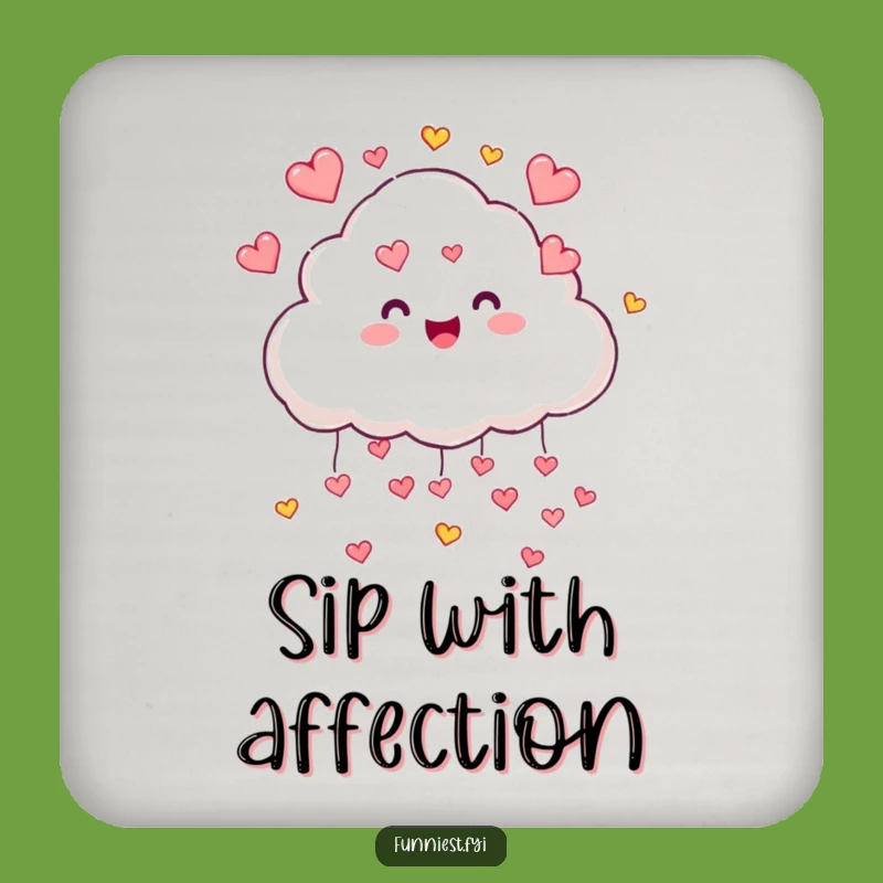 Funny Cloud Hearts Coaster - Protect Surfaces with Love