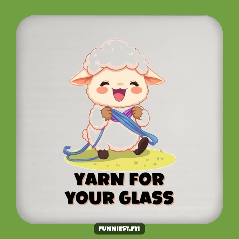 Funny Sheep Rainbow Knit Coaster: Whimsical Protection for Your Drinkware