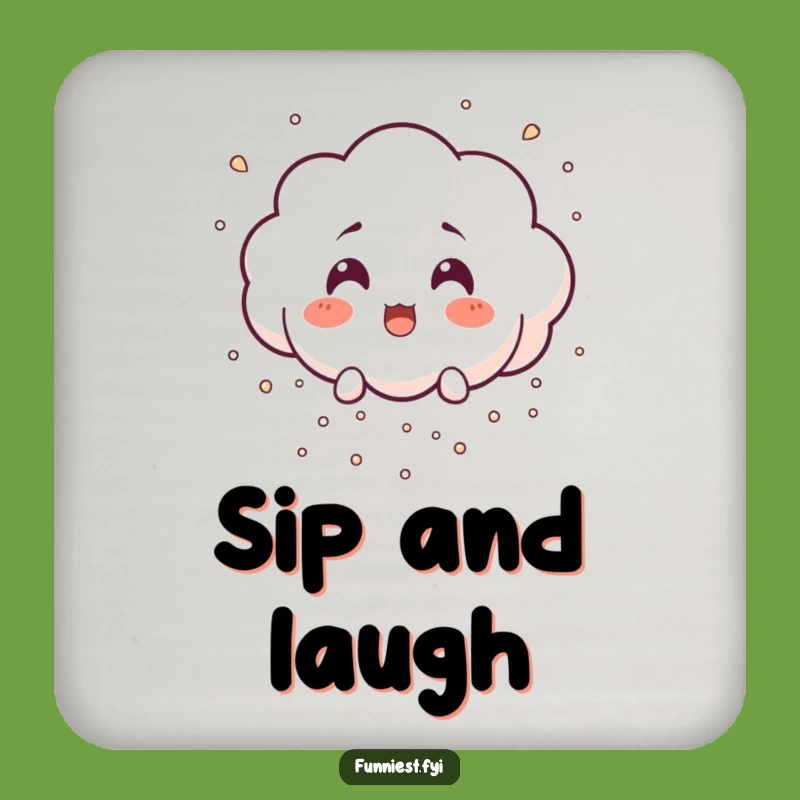 Funny Surprised Cloud Coaster: Laughing Rain Protector, Perfect Host Gift!