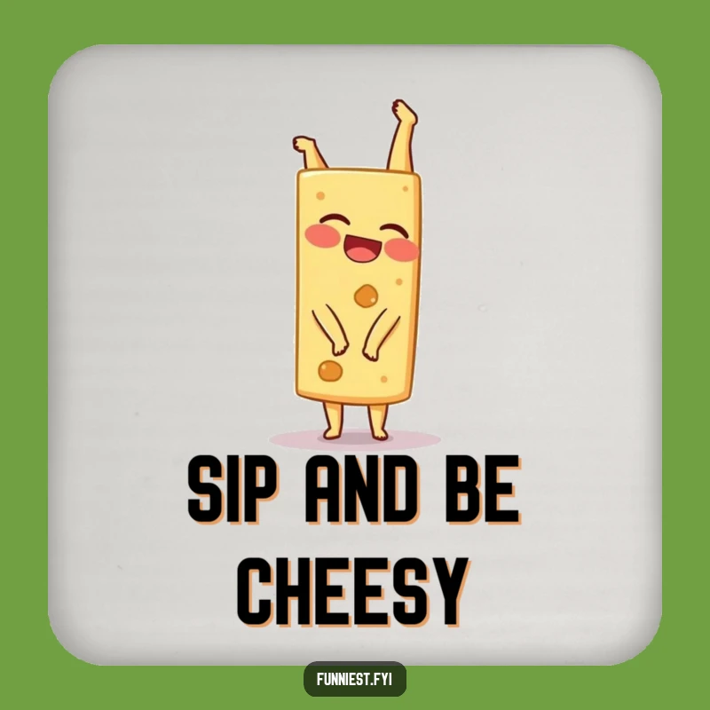 Funny Cheese Handstand Coaster Set - Giggling Wedge Drink Protection Gift