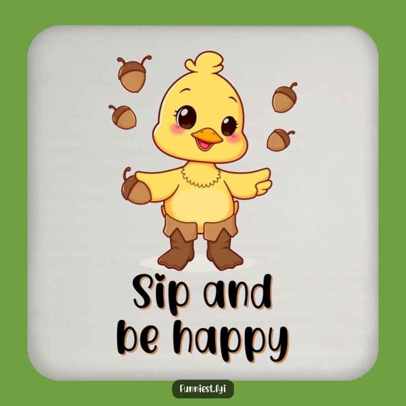 Funny Duck Juggling Coaster Set - Happy Acorn Drink Protection Gift