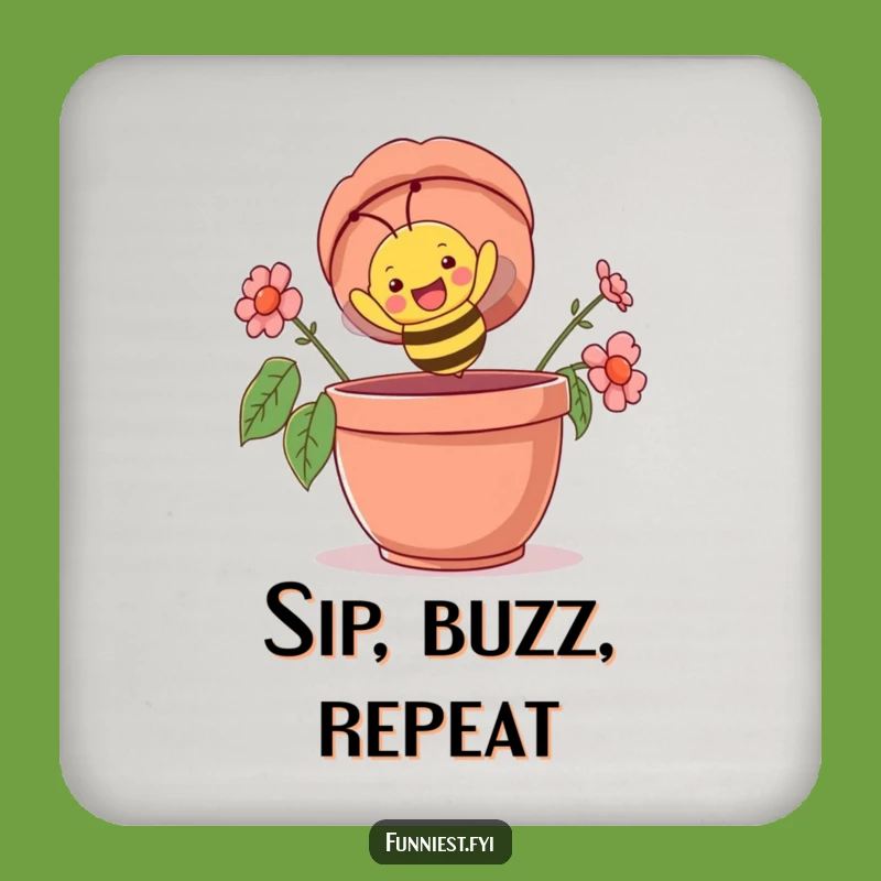 Funny Bee Flowerpot Coaster, Humorous Protector for Amusing Surfaces