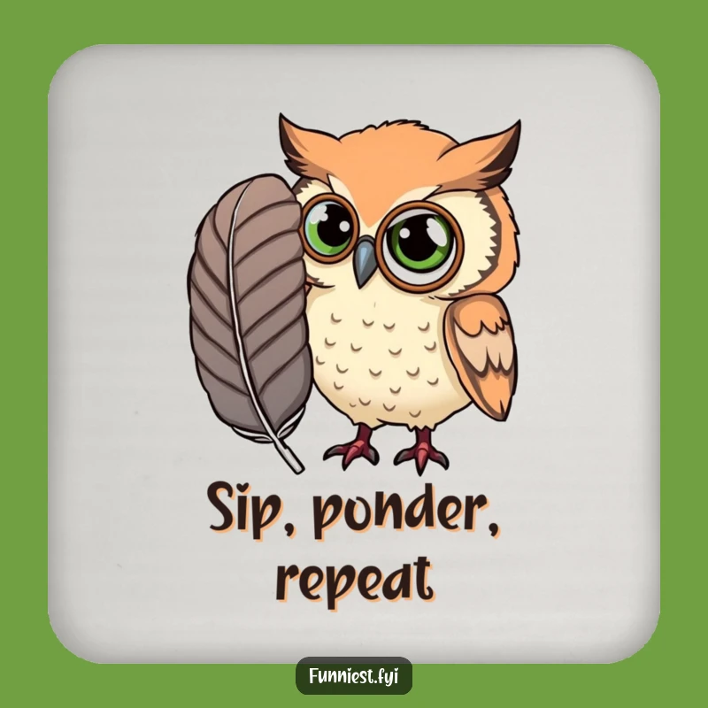 Funny Curious Owl Monocle Coaster - Large Feather Owl Drink Protector Funny Gift