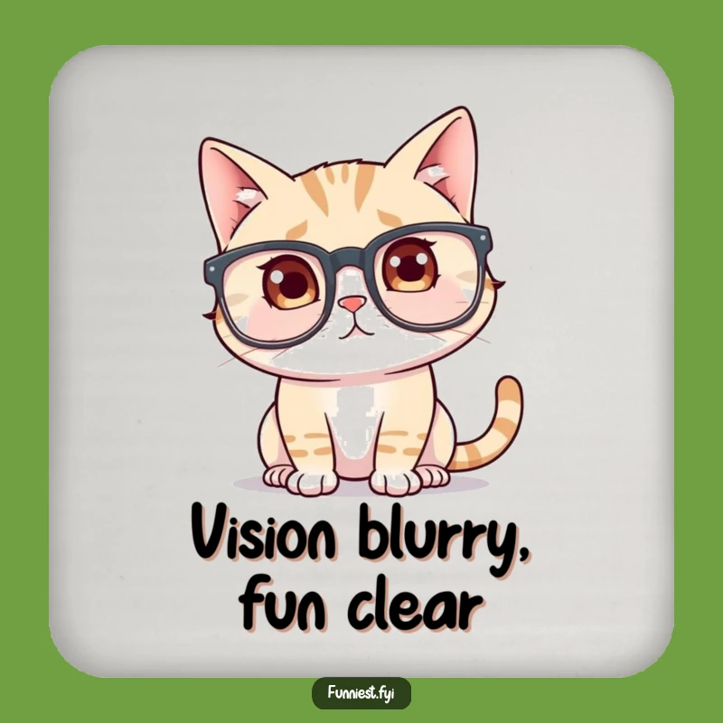 Funny Cat Glasses Coaster: Protect with Paws, Fun Funny Gift